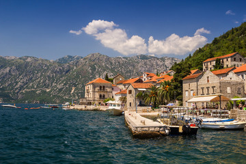 Fototapeta na wymiar Sunny Mediterranean landscape. Montenegro, Bay of Kotor.