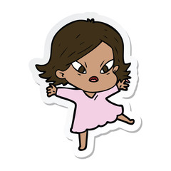 sticker of a cartoon stressed woman