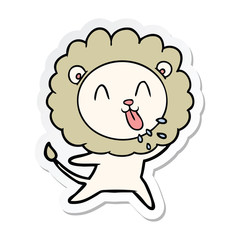 sticker of a happy cartoon lion