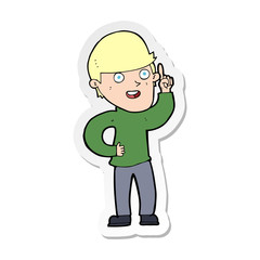 sticker of a cartoon boy with idea
