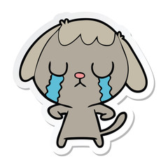 Obraz premium sticker of a cute cartoon dog crying