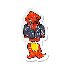 retro distressed sticker of a cartoon firework in business suit