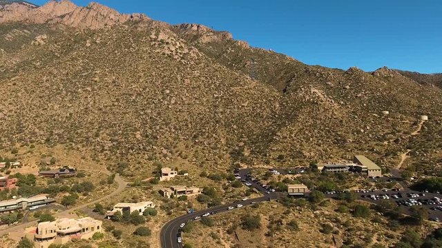 Aerial view, flying towards the Sandia Mountains near Albuquerque.