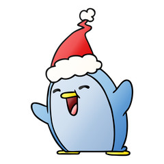 christmas gradient cartoon of kawaii penguin