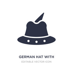 german hat with small feather icon on white background. Simple element illustration from Fashion concept.