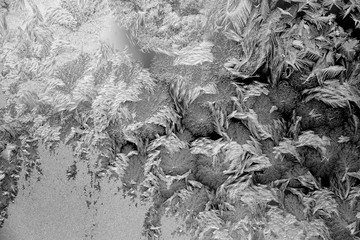 Black and white drawings on the glass in the frost