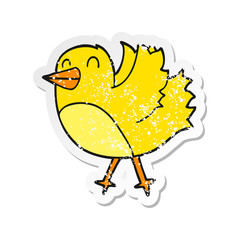 distressed sticker of a cartoon bird