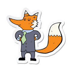 sticker of a cartoon fox businessman