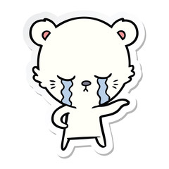 Fototapeta premium sticker of a crying cartoon polarbear