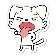 sticker of a cartoon disgusted dog