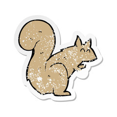 retro distressed sticker of a cartoon squirrel