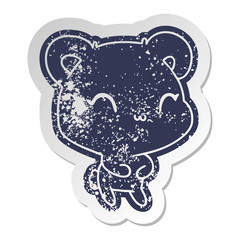 distressed old sticker kawaii cute teddy bear