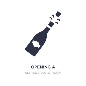 opening a champagne bottle icon on white background. Simple element illustration from Food concept.