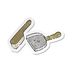 retro distressed sticker of a cartoon dust pan and brush