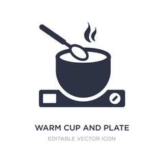 warm cup and plate icon on white background. Simple element illustration from Food concept.