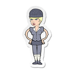 sticker of a cartoon woman wearing hat