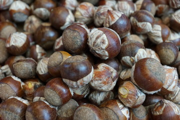 kastanien auf einem markt in hong kong in asien