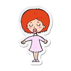 sticker of a cartoon woman in dress
