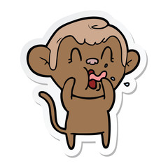 sticker of a crazy cartoon monkey