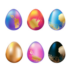 golden easter eggs colored metallic
