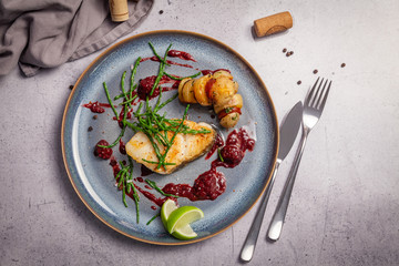 Zanderfilet mit Chorizo-Kartoffel-Spießen