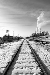 Fototapeta na wymiar railway in winter