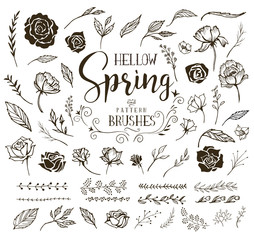 Hello Spring floral design elements