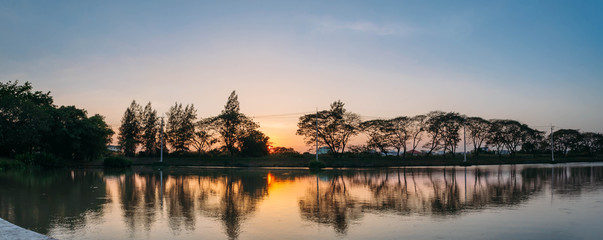 Small lake in the evening summer , Thailand