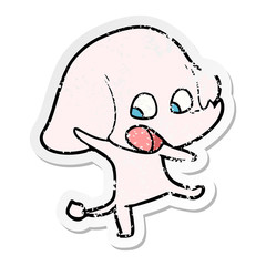 distressed sticker of a cute cartoon elephant