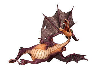3D Rendering Fairy Tale Dragon on White