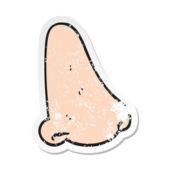 retro distressed sticker of a cartoon human nose