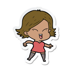 sticker of a happy cartoon girl