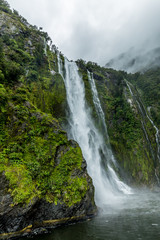 Cloudy and rainy day at Milford Sound, South Island, New Zealand