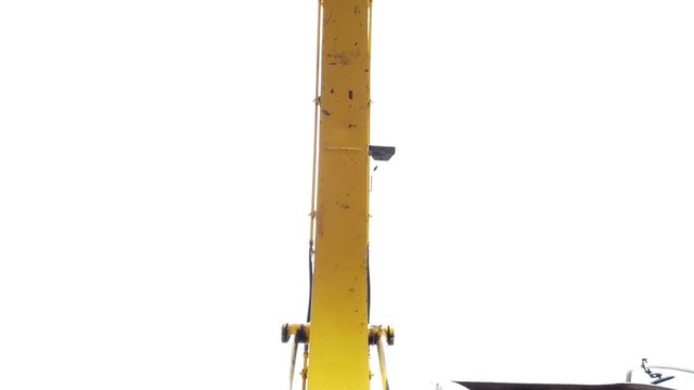 View of a excavator claw moving towards the camera