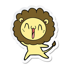 sticker of a happy cartoon lion
