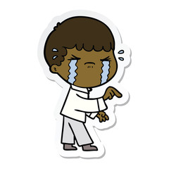 sticker of a cartoon man crying