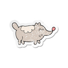 retro distressed sticker of a cartoon small fat dog