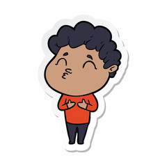 sticker of a cartoon man pouting