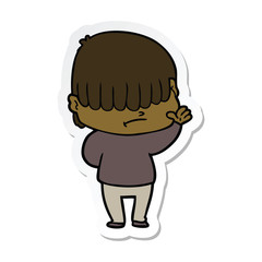 Obraz premium sticker of a cartoon boy with untidy hair