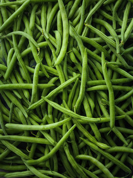 Green beans close up top view