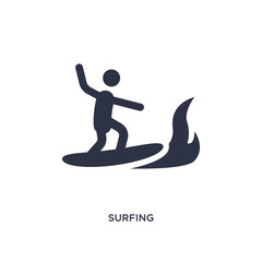 surfing icon on white background. Simple element illustration from camping concept.