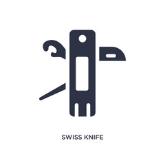swiss knife icon on white background. Simple element illustration from camping concept.