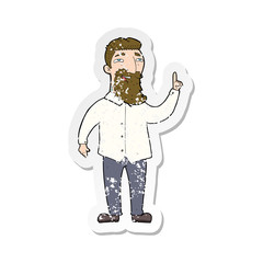 retro distressed sticker of a cartoon bearded man