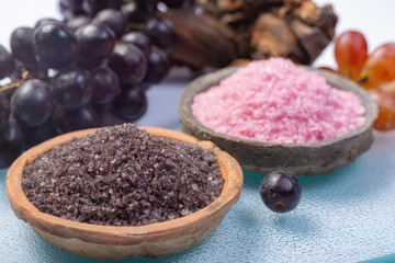 Spa treatment and skin care with Malvasia vulcanic grape aromatic sea salt