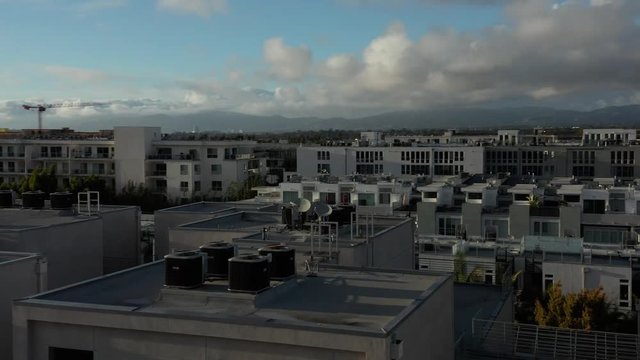 Slow circular move over rooftops in Marina del Rey California. 4k