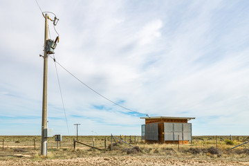 An isolated telephone exchange in outback New South Wales serving the surrounding farming community.