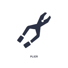 plier icon on white background. Simple element illustration from construction tools concept.