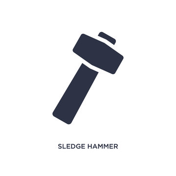 Sledge Hammer Icon On White Background. Simple Element Illustration From Construction Concept.