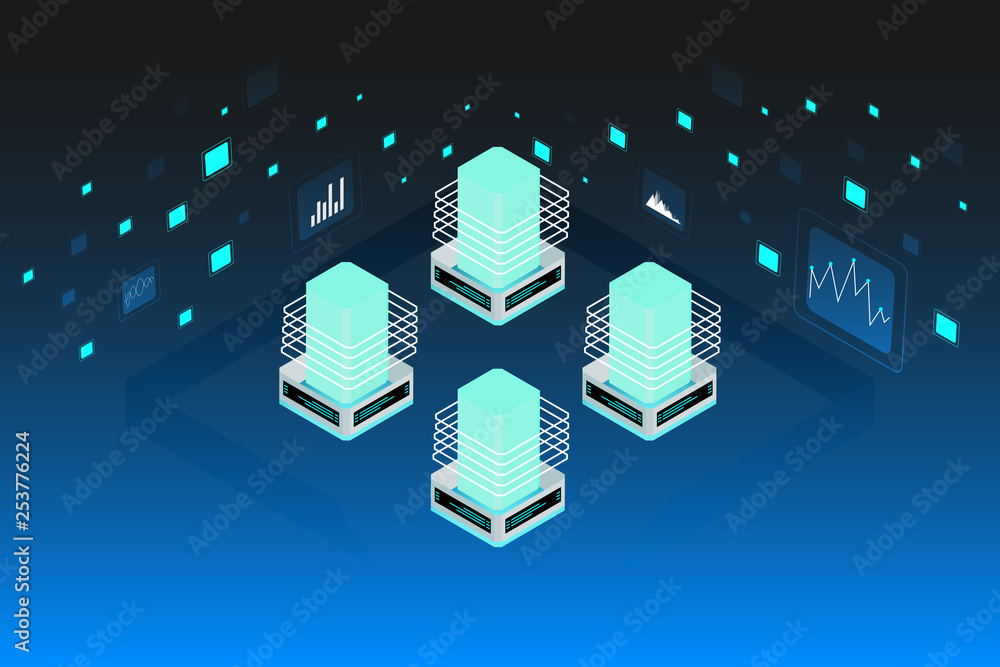Leinwandbilder Big Data Server Security Protection On Circuit Board. Decentralized Network Cyberspace 3d Scifi Technology Concept Design Illustration.