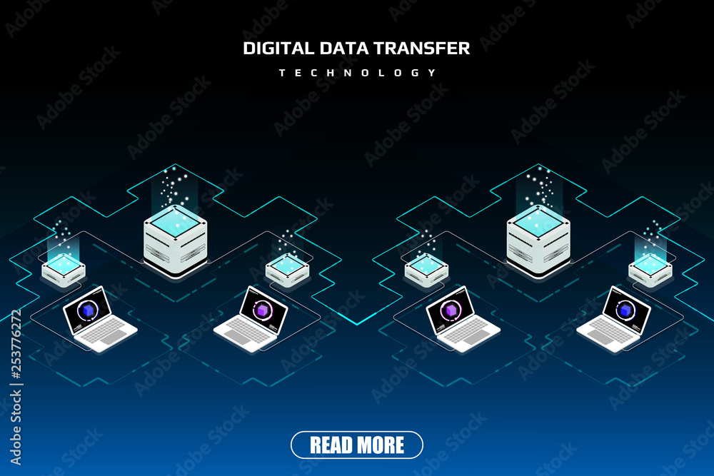 Fototapete big data server security protection on circuit board. decentralized network cyberspace 3d scifi tech